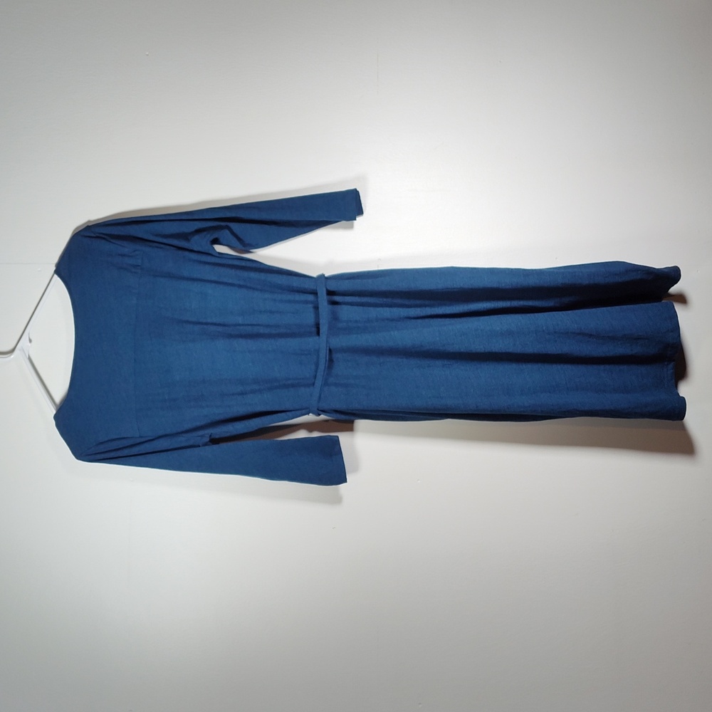 NWT Joules Ariella blue cotton tie-waist t-shirt dress v-neck 3/4 sleeve size 8 - Picture 2 of 13